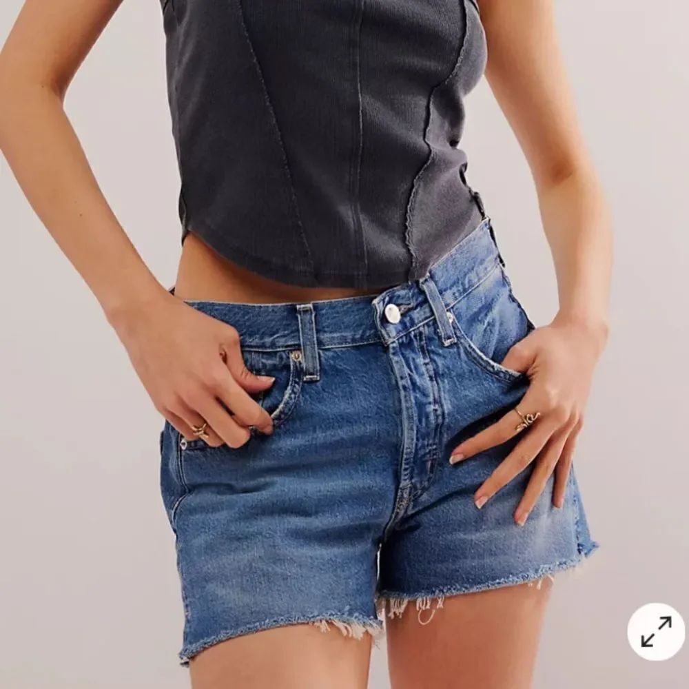 Edwin Cai Mad Love Anthropology Cut Off Raw Hem Medium Wash Denim Jean Shorts